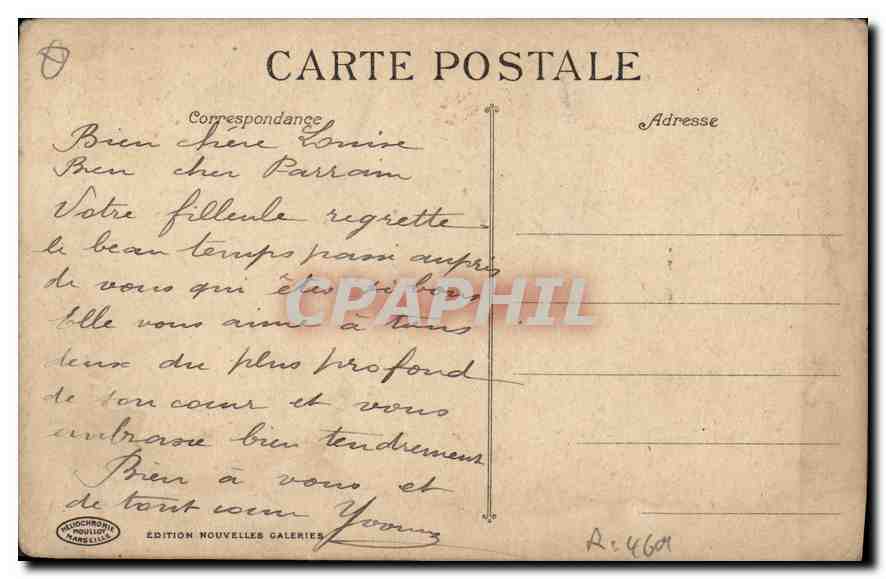 CPA Marseille La Porte d'Aix  — Verso