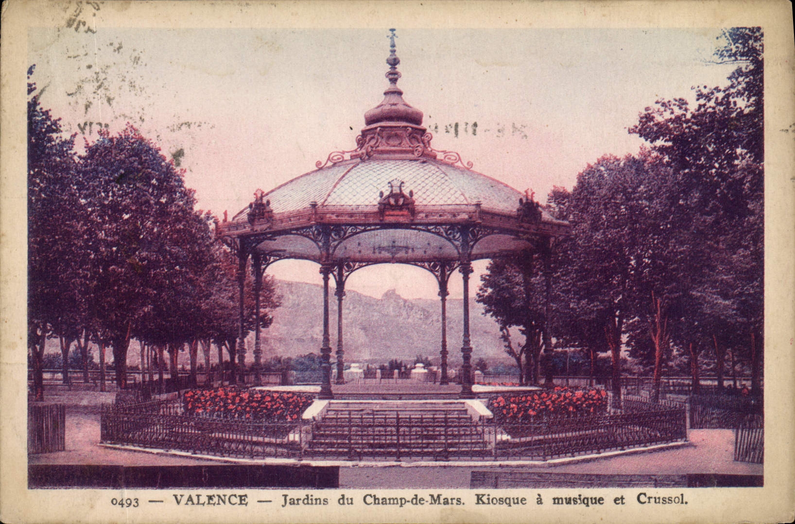 CPA Valence Jardins du Champ de Mars Kiosque a Musique et Crussol 