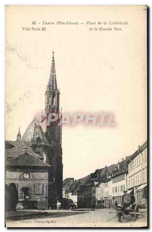 Thann (Hte-Alsace) — Place de la Cathédrale et la Grande Rue — éditeur Veillet, Choisy-le-Roi