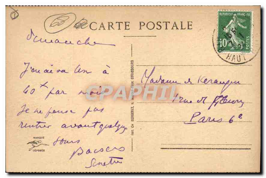 CPA Ribeauvlle Tour de la Cigogne  — Rückseite