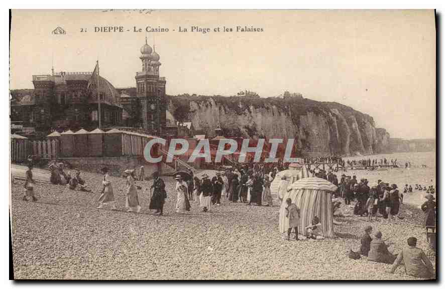 CPA Dieppe Le Casino La Plage et les Falais 