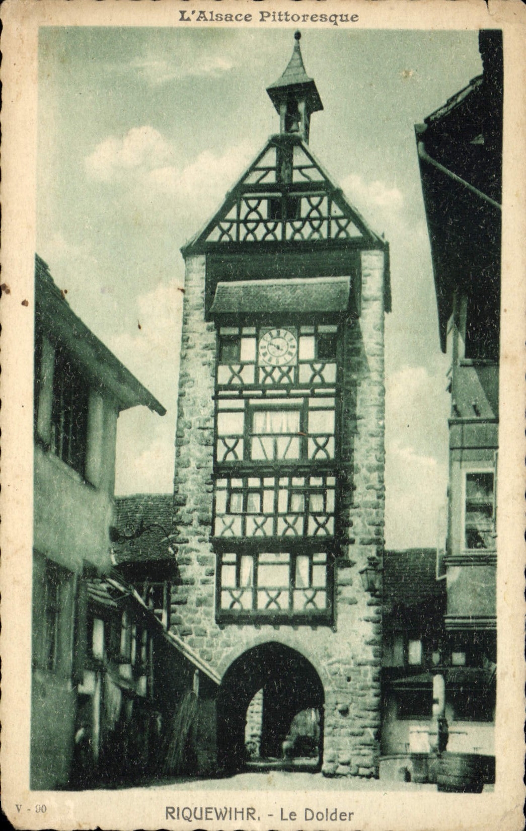 Riquewihr - Le Dolder — Tour horloge en pierre et bois