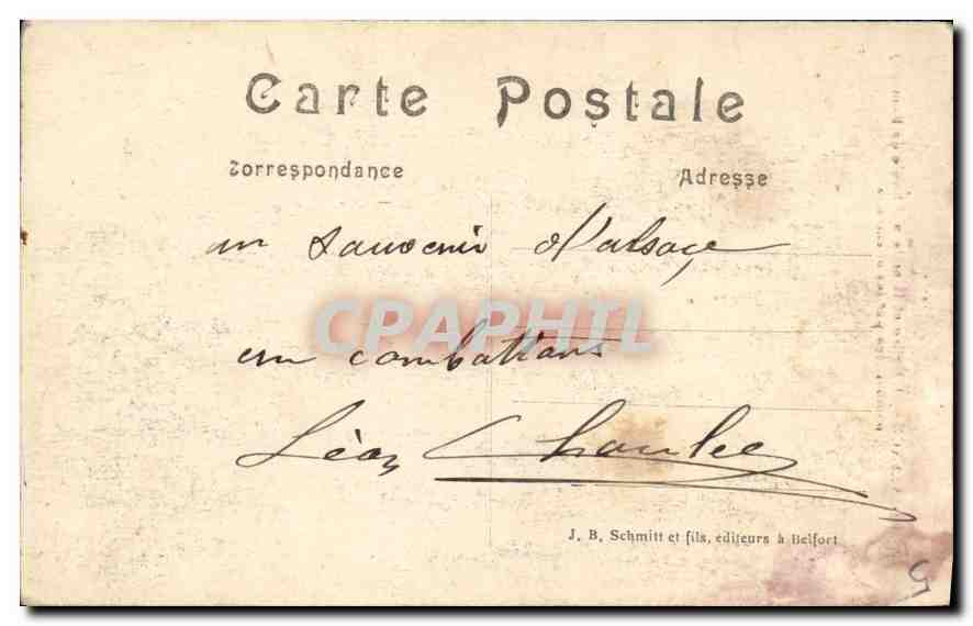 CPA En Alsace L'Eglise et la Maison d'Ecole de Romagny Bombardees Par les Allemands  — Back