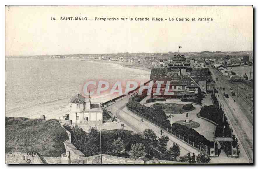 CPA Saint Malo Perspective sur la Grande Plage le Casino et Parame 