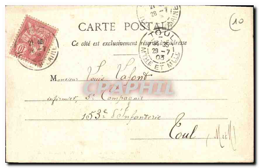 Le Port avec le Burgundia et le Château Laffite, navires emportant à St-Pigre 3000 pêcheurs — Côte d'Émeraude, cliché H.-L. M., n° 909 — Reverso