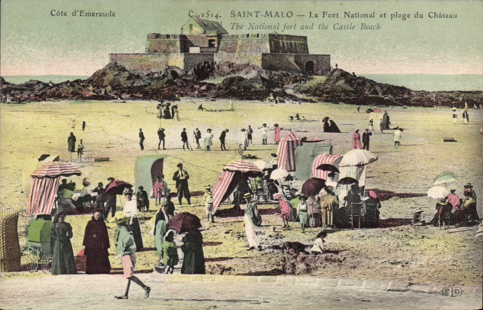 Saint-Malo — Le Fort National et plage du Château — Côte d’Émeraude, C. 1514, éditeur EID