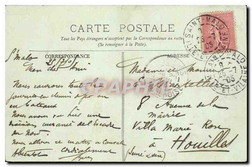 CPA Saint Malo Les Remparts et la Plage  — Verso