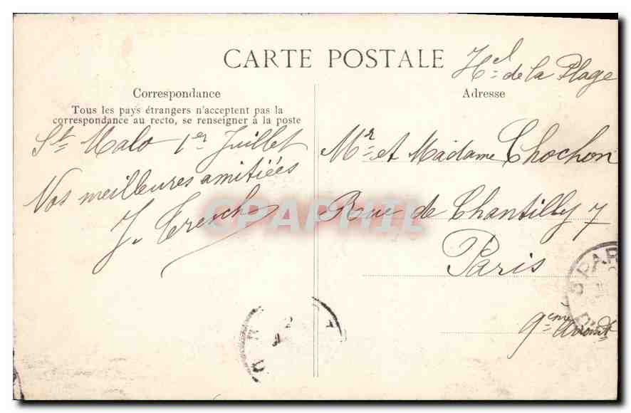Saint-Malo — Le Fort des Béziers — Côte d’Émeraude — éditeur anonyme, n° 2824 — Verso