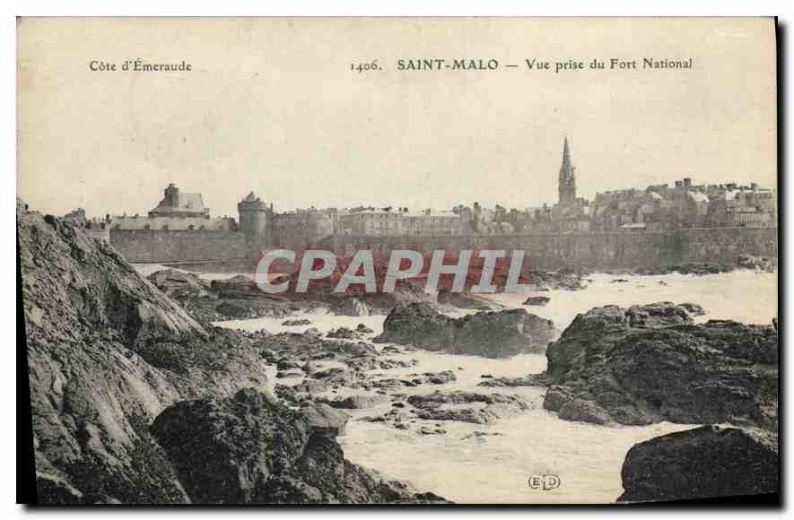 Saint-Malo — Vue prise du Fort National — Côte d'Émeraude — Éditeur E.D. n°1406