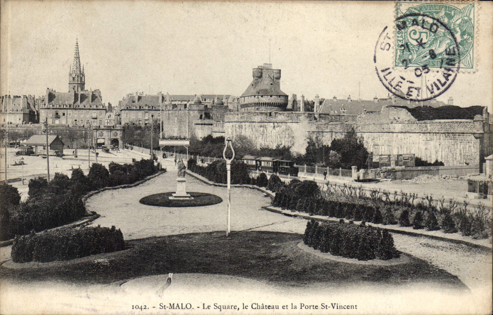 St-Malo - Le Square, le Château et la Porte St-Vincent — éditeur inconnu, n° 1042