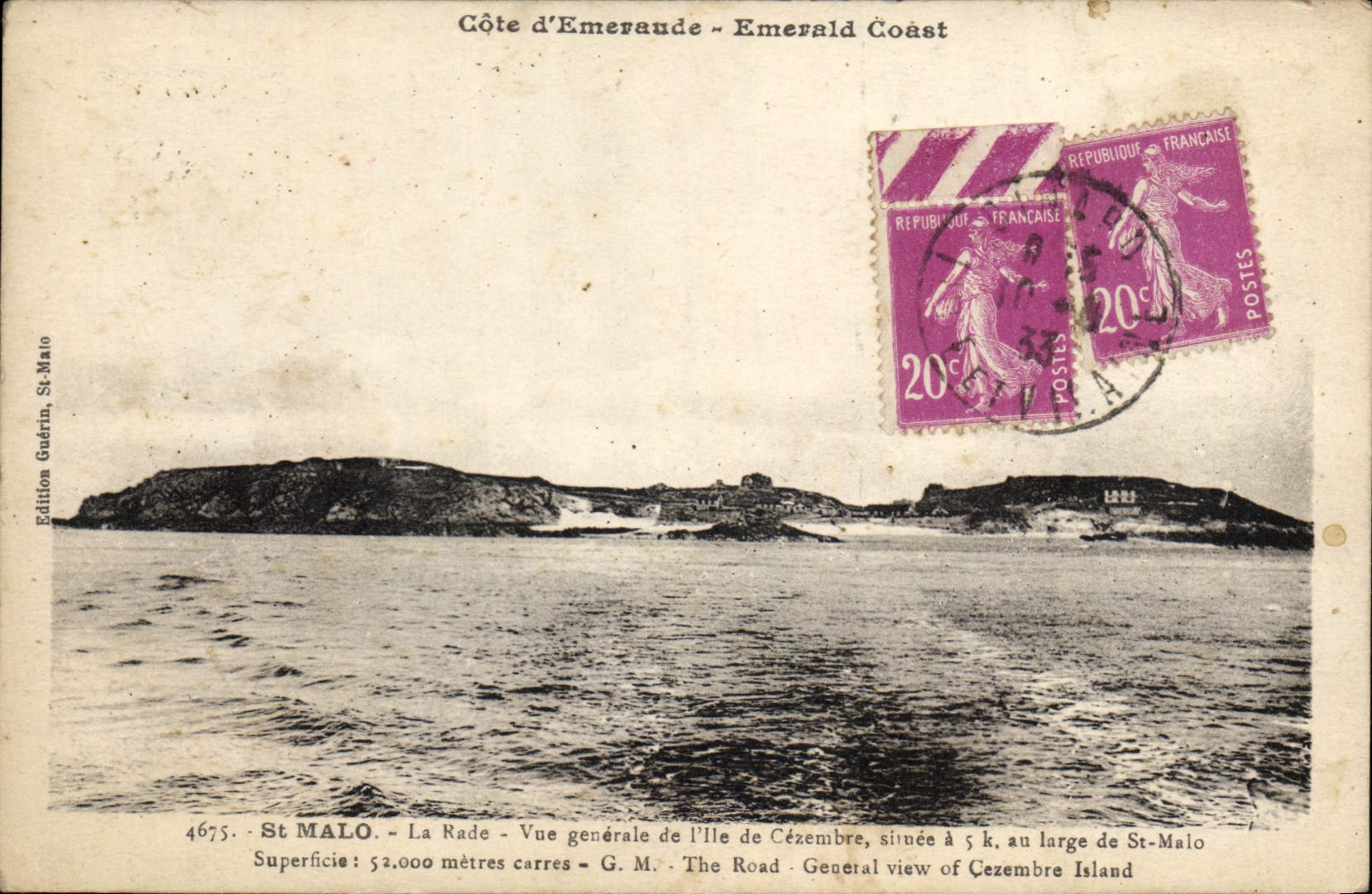 St-Malo - La Rade - Vue générale de l'Île de Cézembre - Édition Guérin, St-Malo, n°4675 - Anverso
