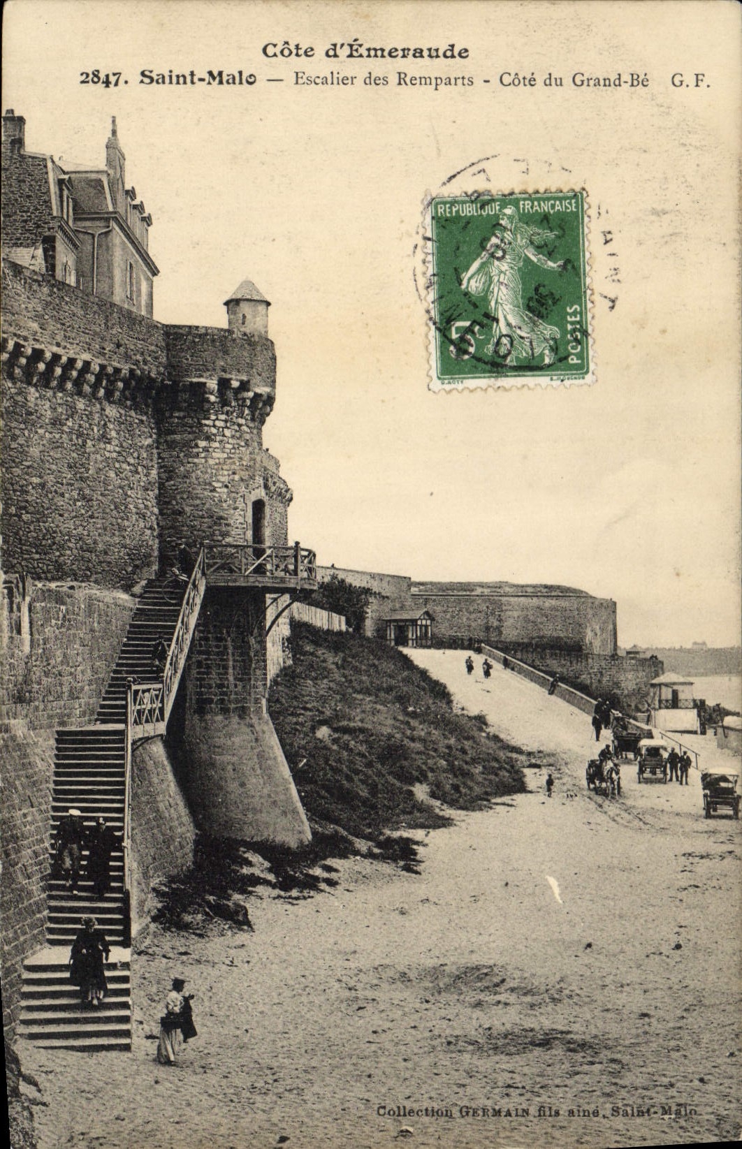 Saint-Malo — Steps of the Ramparts — Coast of Grand-Bé — G.F. — Collection Germain eldest son