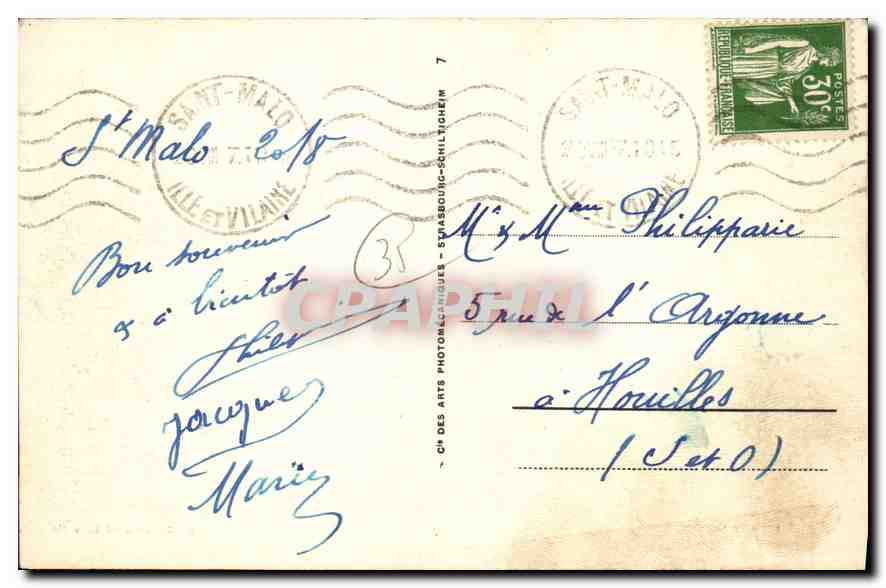 Saint-Malo — Les bassins et la Ville — CH DES ARTS PHOTOGRAPHIQUES - ÉVASBOURG-SCHILIGNEIM n°118 — Verso
