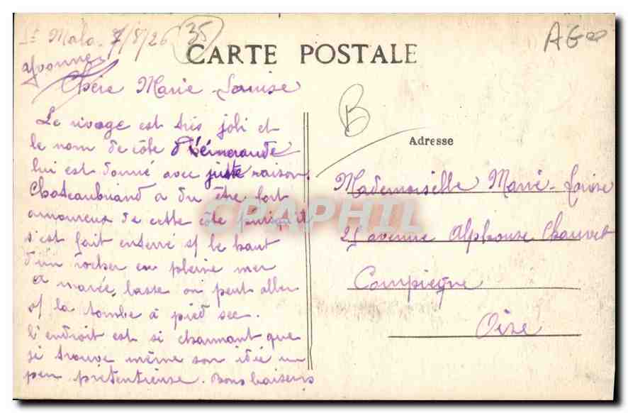 St-Malo (I.-et-V.) — Le Château — A. Lamiré, éditeur, Rennes — Rückseite