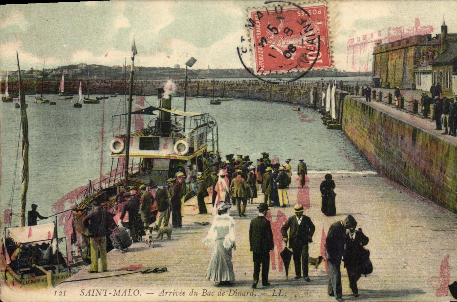 SAINT-MALO — Llegada del bacino de Dinard — LL. — Editor L. Latranchan - Anverso