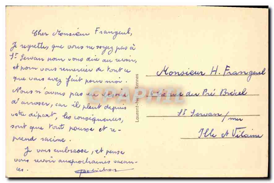 CPA Cote d'Emeraude Saint Malo Les Regates  — Verso