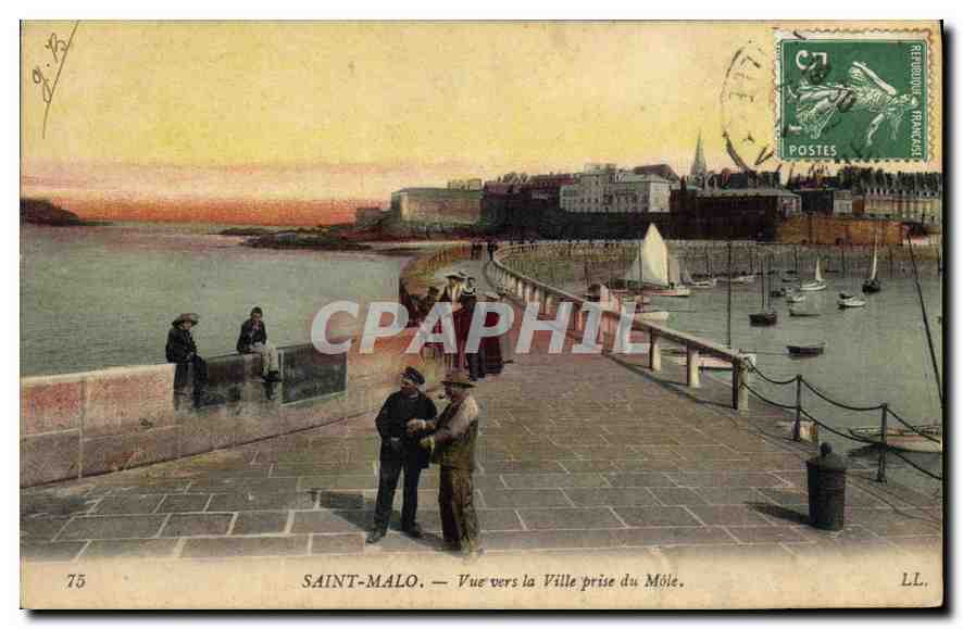 CPA Saint Malo Vue vers la Ville Prise du Mole 
