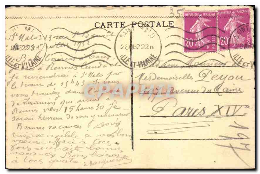 St-Malo — Funérailles de M. de Chateaubriand, le 19 juillet 1848 — Édition Gédéa, St-Malo — Achterkant