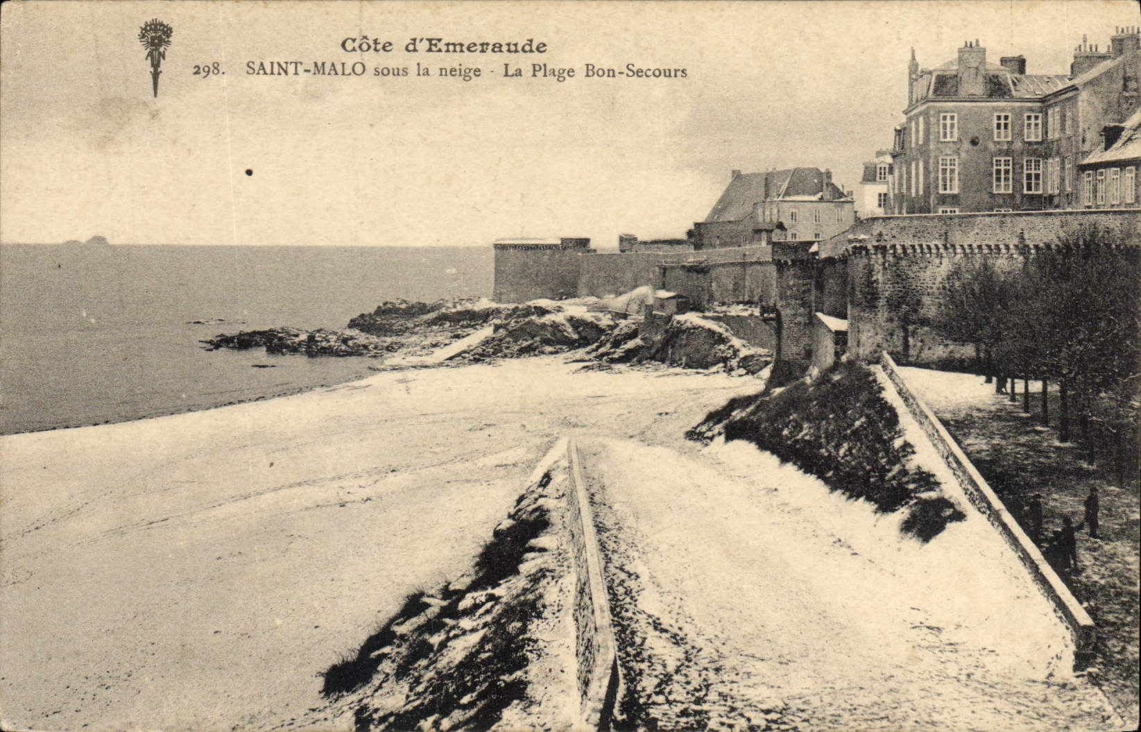 Saint-Malo sous la neige — La Plage Bon-Secours — Côte d’Émeraude, n°298
