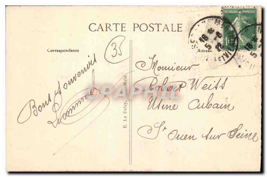 CPA Cote d'Emeraude Saint Malo Porte Saint Vincent Saint Vincent Gate  — Verso
