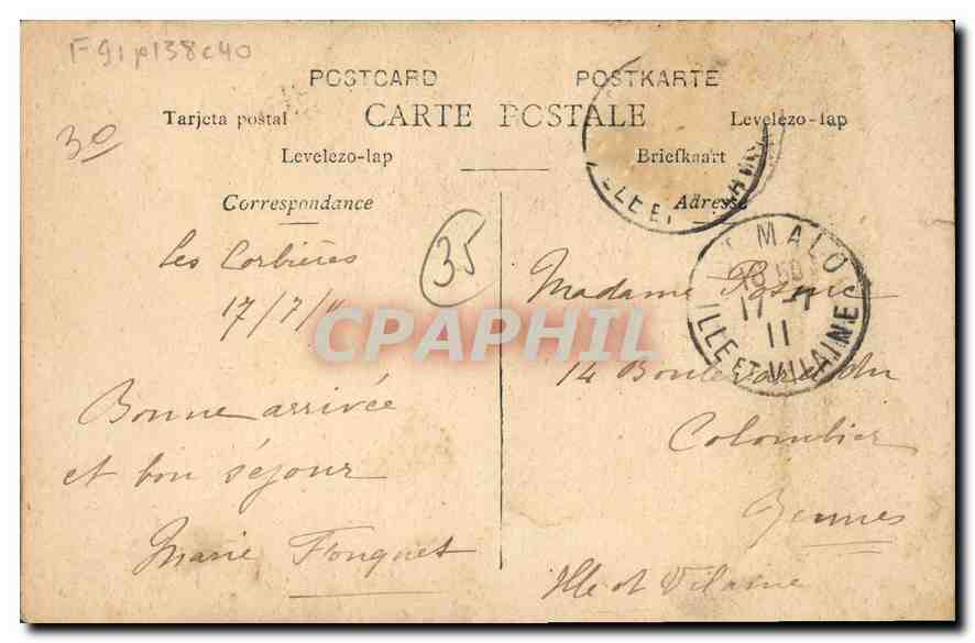 Cartolina d'epoca Saint Malo Il Ponte Mobile — Verso