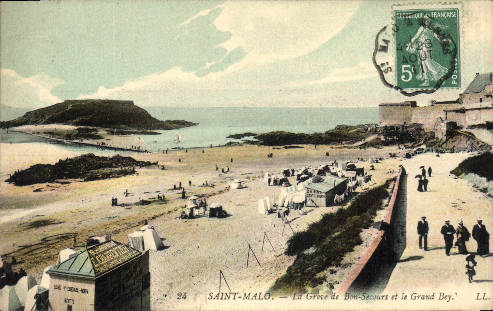 CPA Saint Malo La Greve de Bon Secours et le Grand Bey 