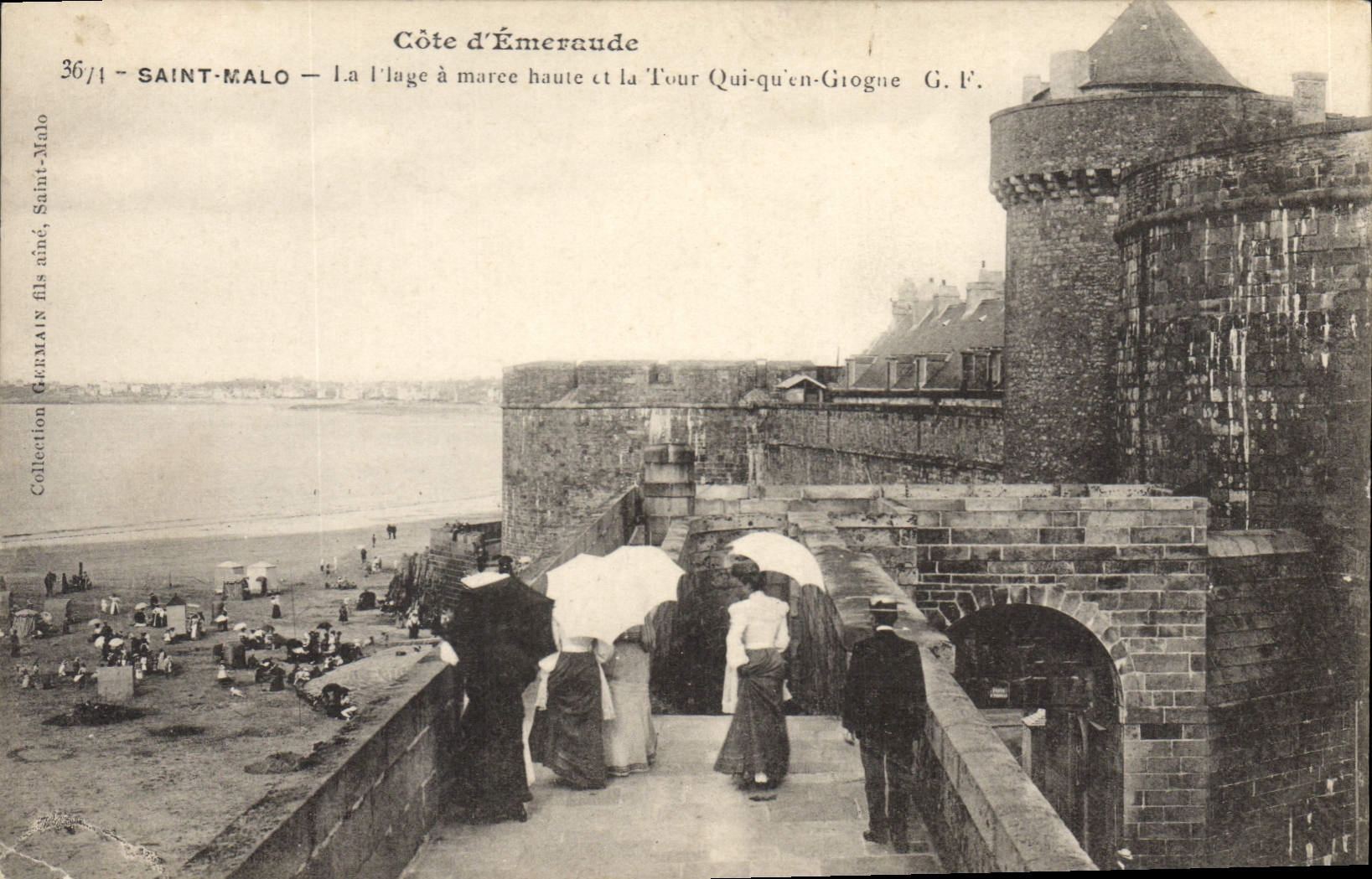 CPA Cote d'Emeraude Saint Malo La l'Plage a Maree Haute et la Tour Qui qu en Giogne G F 
