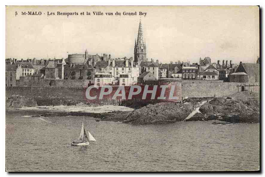 St-Malo - Die Mauern und die Stadt vom Grand Bey aus gesehen — Verleger "Au Rhémy", St-Malo