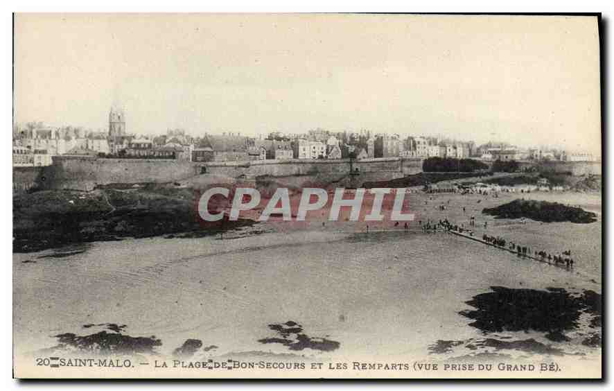 CPA Saint Malo La Plage de Bon Secours et les Remparts Vue prse du grand BE 