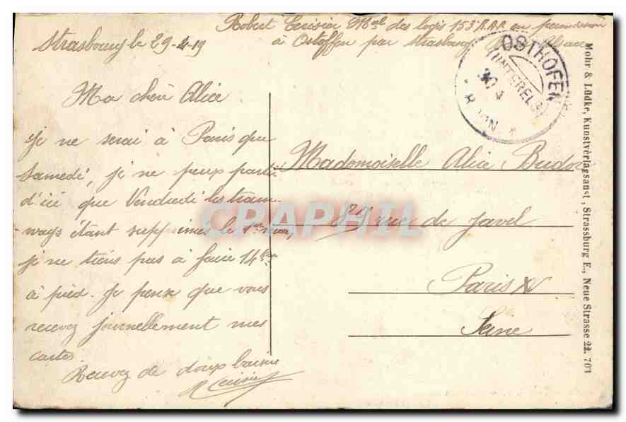 CPA Strassburg Fischerstaden  — Verso