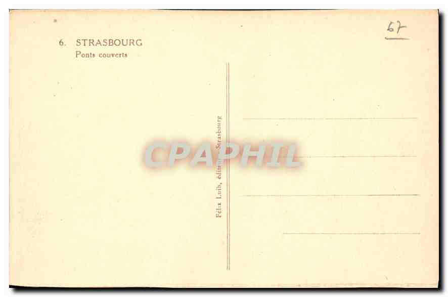 CPA Strasbourg Ponts couverts  — Verso