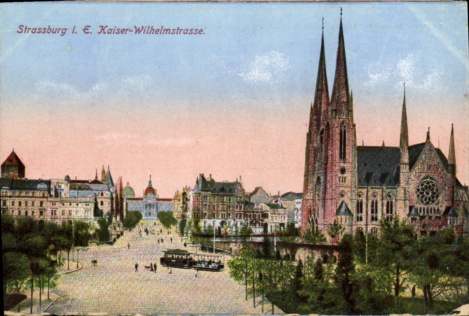 Strasbourg i. E. Kaiser-Wilhelmstraße — vue de la cathédrale — éditeur Felix Lubk, n° 2306