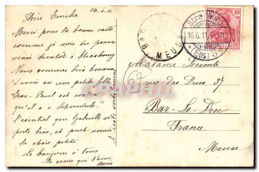 CPA Strasbourg Als Orangerie Ciosque  — Rückseite