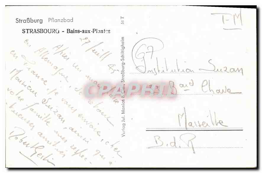 CPA Strasbourg Bains aux Plantes  — Rückseite