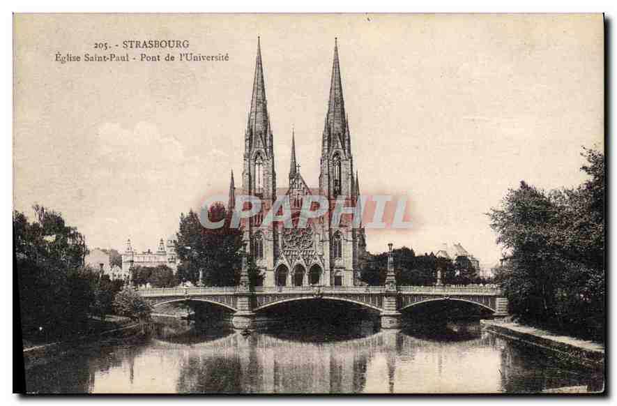 CPA Strasbourg Eglise Saint Paul Pont d l'Universite 