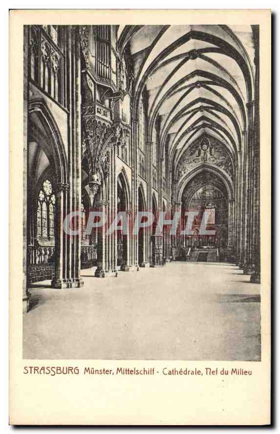 CPA Strassbourg Munster Mittelschiff Cathedrale Nef du Milieu 