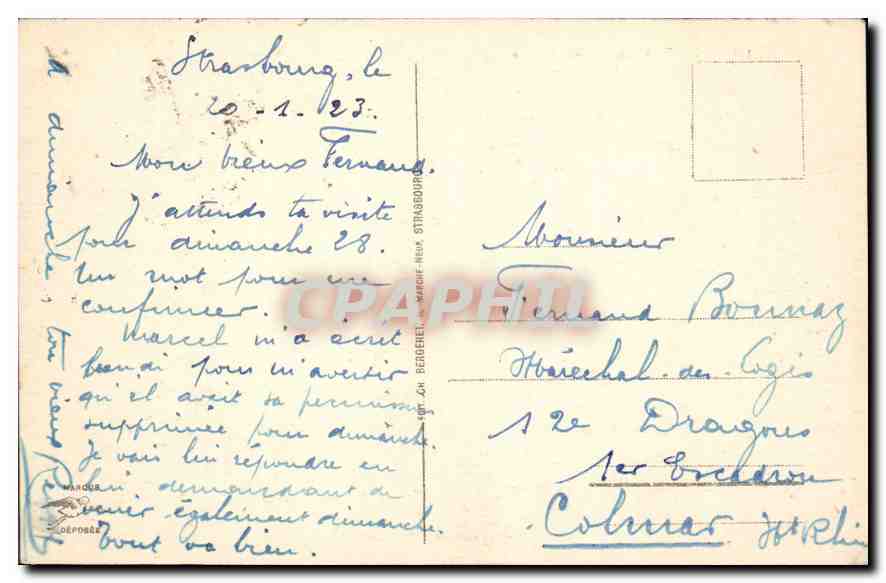 CPA Strasbourg Place Broglie  — Verso