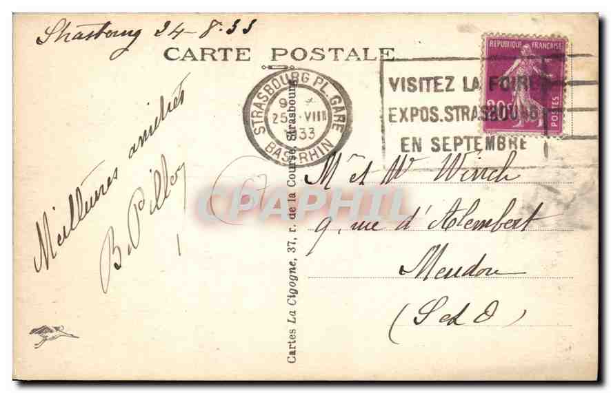 CPA Strasbourg Maison Kammerzell  — Rückseite