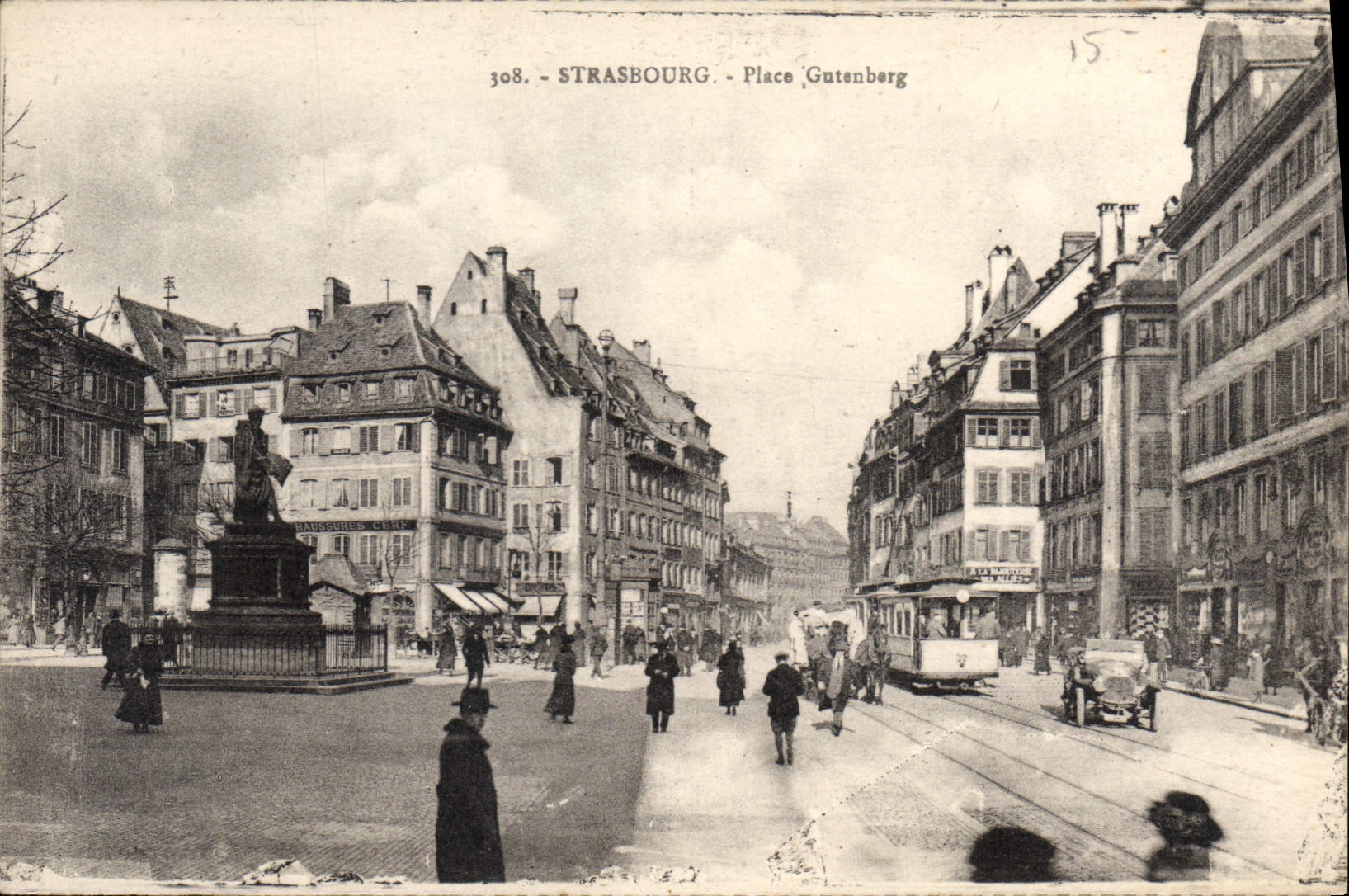 CPA Strasbourg Place Gutenberg Tramway