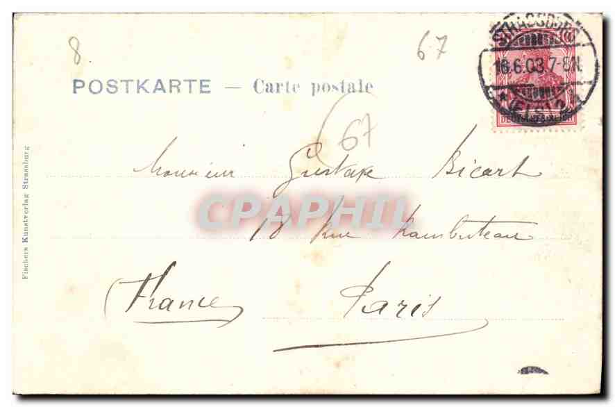 CPA Strassburg Storche Cygogne  — Rückseite