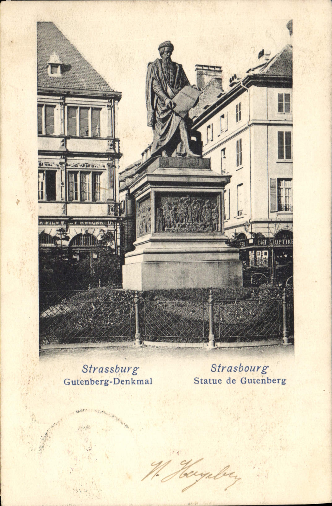 CPA Strasbourg Statue due Gutenberg 