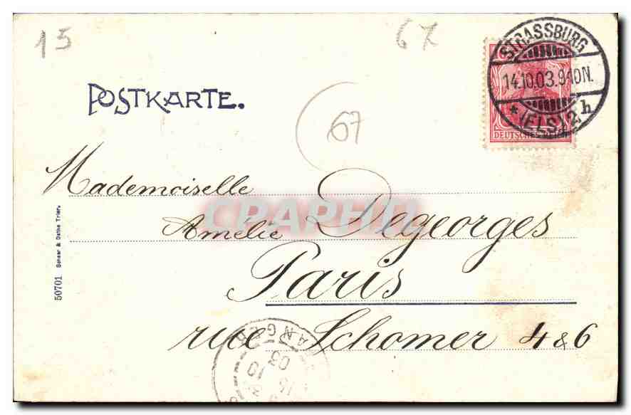 CPA Strassburg Els Orangerie — Verso