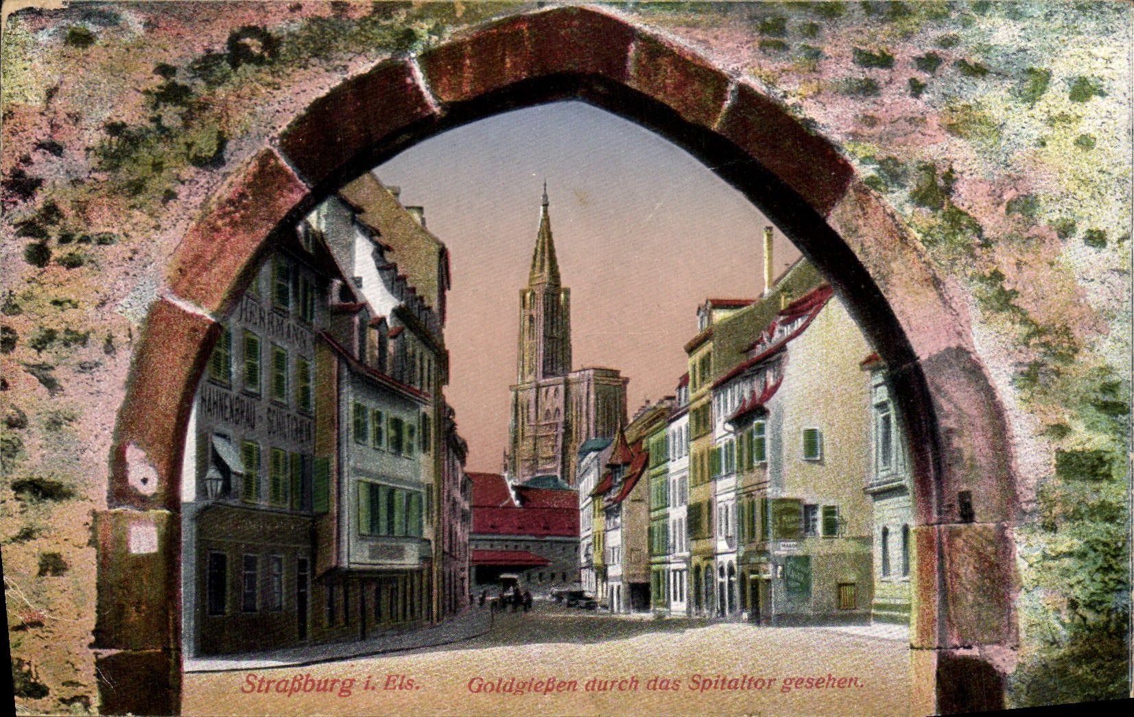 CPA Strasbourg Goldgieben durch das Spitaltor gesehen 