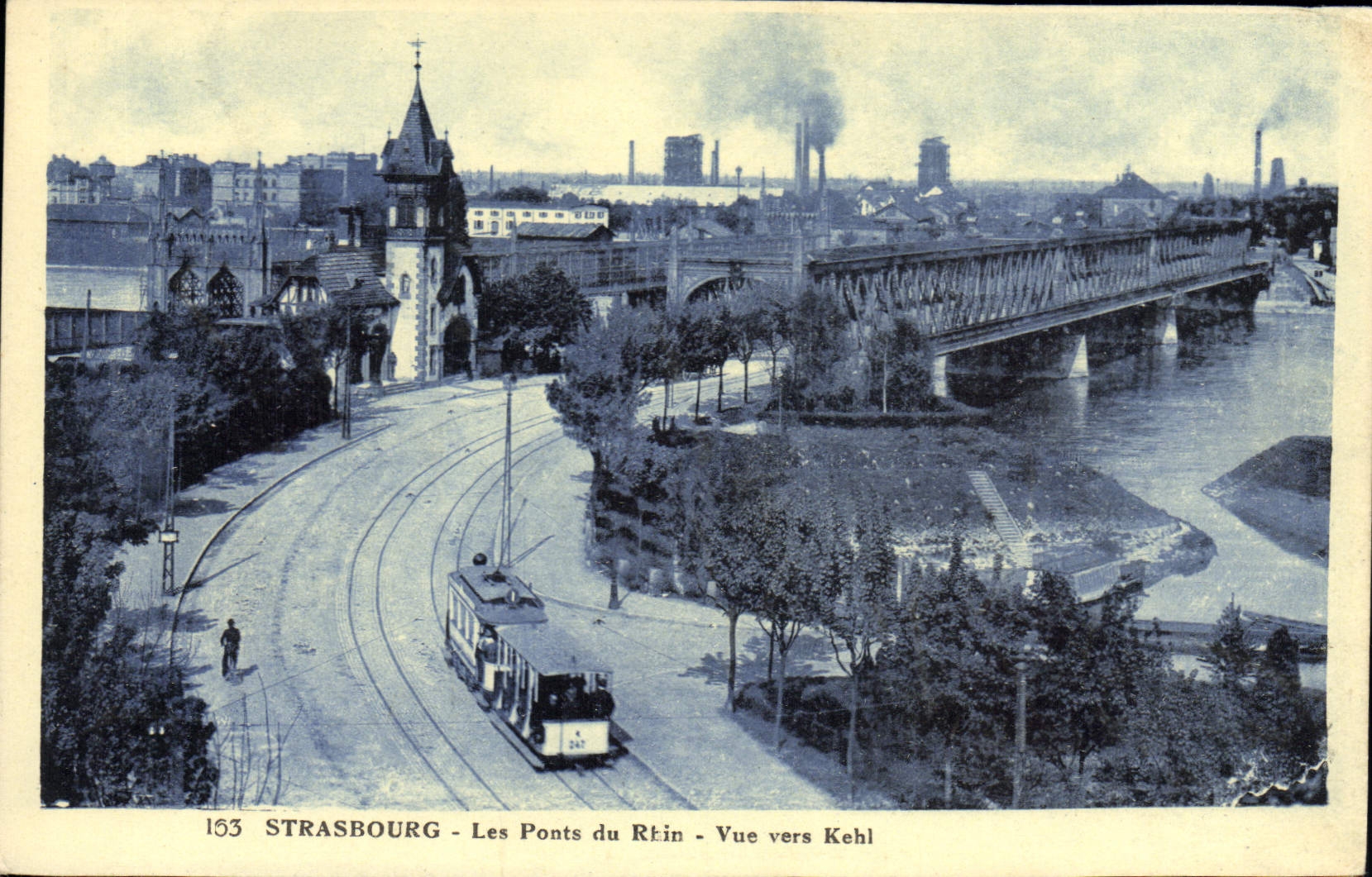 CPA Strasbourg Les Ponts du Rhin Vue vers Kehl 
