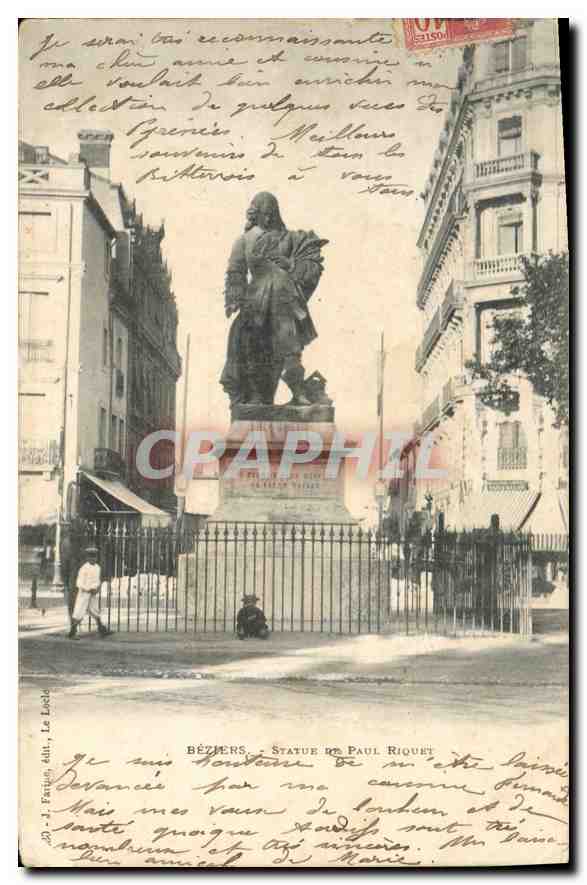 CPA Beziers Statue de Paul Riquet 