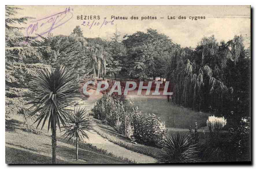 Béziers — Plateau des poètes — Lac des cygnes — Édition E.D.B.
