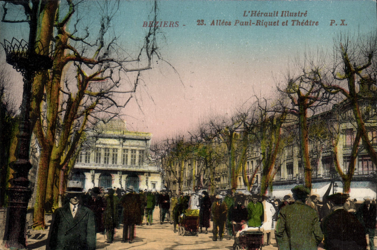Béziers - Allées Paul-Riquet et Théâtre — L'Hérault Illustré P.X.