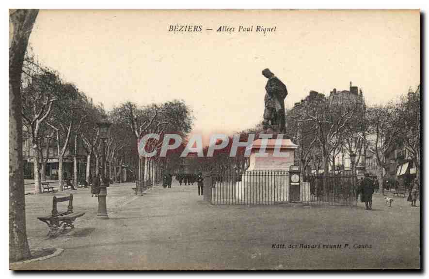 CPA Beziers Allees Paul Riquet 
