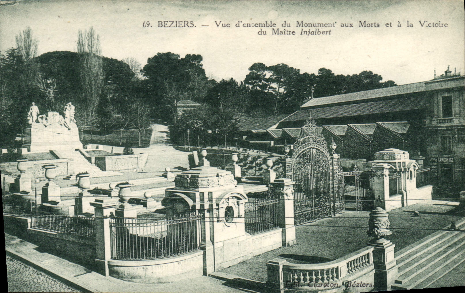 CPA Beziers Vue d'ensemble du Monument aux Morts et a la Victoire du Maitre Injalbert 