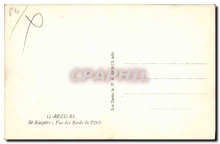 St-Nazaire — Ansicht der Ufer des Orb — Verlag A. P. A. POUX — Rückseite